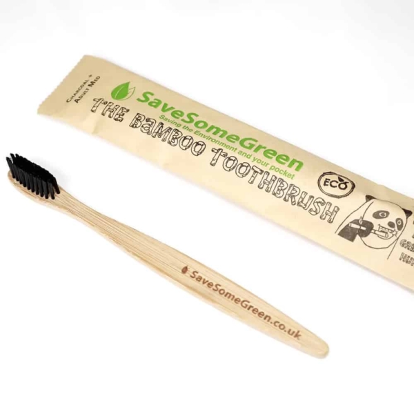 Bamboo Toothbrush with Charcoal + Medium Bristles – Save Some Green